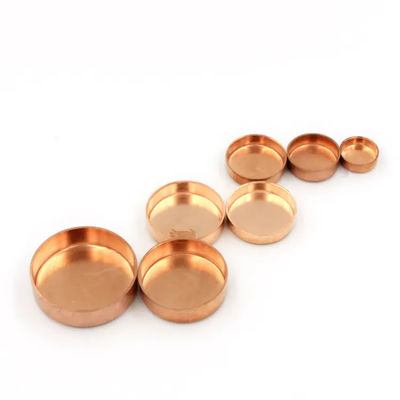 Polished Copper Pipe Cap with Threaded Connection and 400°F Temperature Rating for Secure Pipe Protection